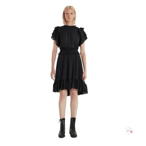 Revolve ICONS Black Ruffle Midi Dress - Picture 1 of 11